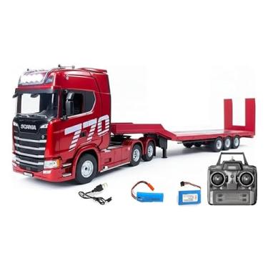 Imagem de Caminhão Controle Remoto Modelo Scania 770s - H1501 com Carreta Prancha Semi Reboque 3 Eixos H1502 - Conjunto Completo