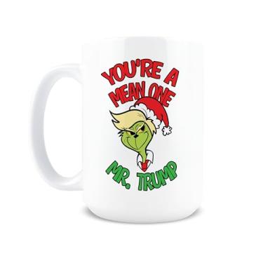 Imagem de Hogg Caneca Trump de Natal - You're A Mean One, Caneca de Natal Donald Trump de cerâmica de 425 g, decoração MAGA engraçada, presente de elefante branco republicano, xícara de café MAGA para papai