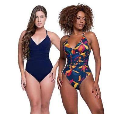 Imagem de Kit Maiô Modelador Liso e Estampado Com Bojo Removível - HYPE MODAS, M