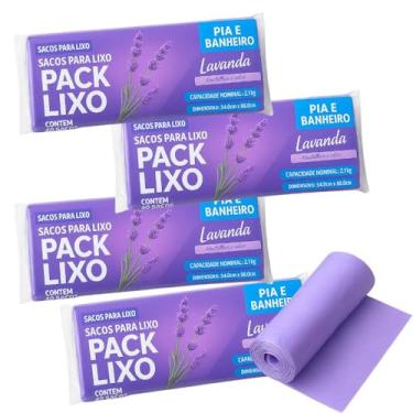 Imagem de Kit 4 Sacos de Lixo 34x38cm | 160 Un Lavanda Perfumado Anti Odor
