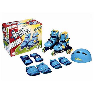 Imagem de Patins Tri-Line/In-Line Ajustáveis com Acessórios - 26/29 - Azul - Fênix