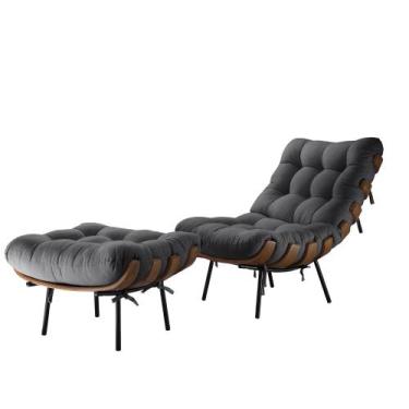 Imagem de Poltrona e Puff Costela Confort - Bisart, Linho Grafite