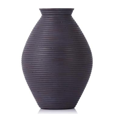 Imagem de Vaso de resina envelhecido moderno, vaso rústico de fazenda de 21 cm para decoração de casa, vasos altos minimalistas para mesa de sala de estar, banheiro, férias, casamentos, prateleiras, livros