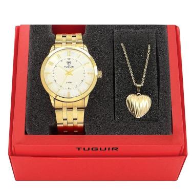Imagem de Kit relógio feminino tuguir analógico w2122 - dourado