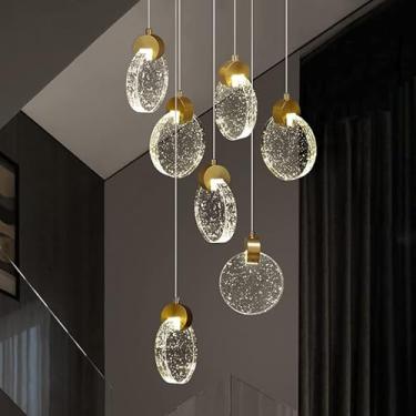 Imagem de Lustre de cristal composto para sótão, sala de estar, sala de jantar, escada, lâmpada, decoração, salão de exposições, lustre de corda industrial, decoração, luz pendente, 10 cabeças