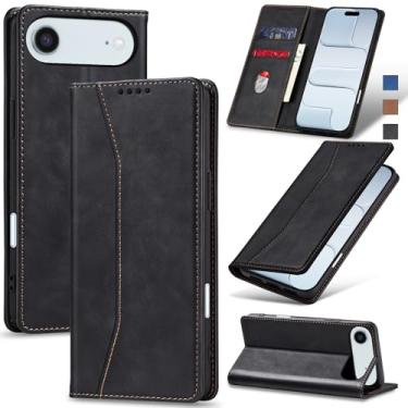 Imagem de Jasonyu Flip Carteira Capa para iPhone 17 Air,Capinha Folio Magnética de Couro com Suporte para Cartão,Suporte para Chute - Protetora Durável de TPU à Prova de Choque para Telefone,Preto