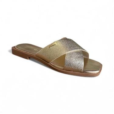 Imagem de Bottero, Rasteira Fem Bottero Couro Tiras Cruzadas Dourado 336818-17 Tamanho:34;Cor:Dourado