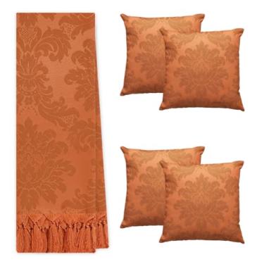 Imagem de Kit Manta Xale Para Sofá E Cama Cores Com 4 Capas de Almofada (1,40 X 1,80,149 TERRACOTA)