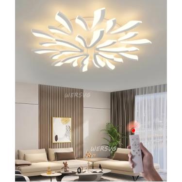 Imagem de Luminária de teto LED com design moderno, regulável, para sala de estar grande, cozinha, quarto, com controles remotos, iluminação de teto, lâmpada de economia de energia, lâmpada de teto de