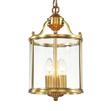Imagem de Lustre de cristal retrô americano de luxo, lustre de entrada para sala de estar, restaurante, luzes suspensas, abajur de vidro transparente E14, D20CM