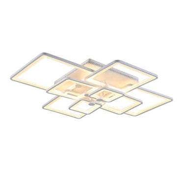 Imagem de Luminária de teto moderna embutida para sala de estar e jantar, luminária regulável com controle remoto, luminária suspensa com design de anel quadrado, lustre decorativo para sala de estar,