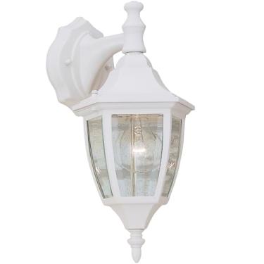 Imagem de DESIGNERS FOUNTAIN Luminária Waterbury para ambientes externos, 35 cm, arandela de lanterna de parede externa para porta da frente, pátio e varanda, branco, 2461-WH
