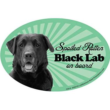 Imagem de Prismatix Decalque Lab Retriever (Preto) Ímãs de carro: Spoiled Rotten Lab Retriever (preto) - Oval 15 cm x 10 cm Auto/caminhão/geladeira/caixa de correio (decalques engraçados de carro, ímã de