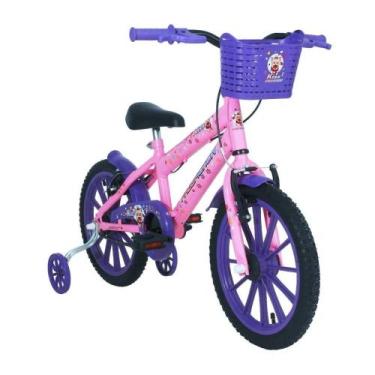 Imagem de Bicicleta infantil free action aro 16 v-brake kiss com cesta e rodinha