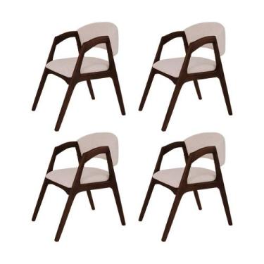 Imagem de Conjunto com 4 Cadeiras de Jantar Estofada Gabriela em Madeira e Mdf C