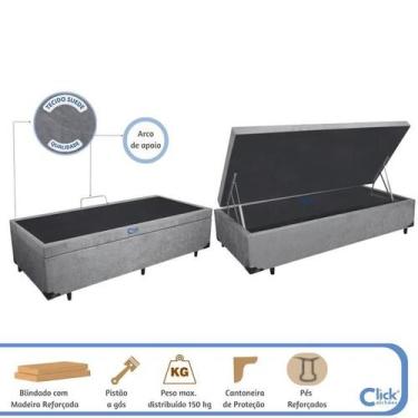 Imagem de Cama Box Baú Solteiro Blindado 78x188x42 Suede  Alta Resistência e Gra