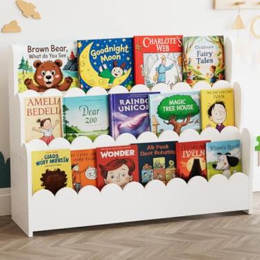 Imagem de SpaceAid Estante recortada de 3 camadas, estante Montessori para crianças, organizador de prateleira de livros de madeira, móveis para quartos de crianças, sala de jogos, berçário e sala de aula, 93