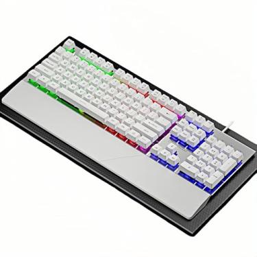 Imagem de Wired Rainbow LED Gaming Keyboard,104 Keys Light Up Mechanical Feeling Computer Keyboard With Palm Rest for Windows, Laptop,PC Gamers Office Device,Travel, Easy to Carry on Business Trip,Woking(White)