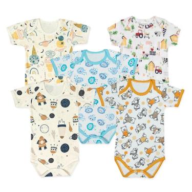 Imagem de Kit 5 Peças Body Manga Curta Estampado Enxoval Roupa de Bebê - Koala B
