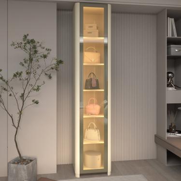 Imagem de Guarda Roupa Modulado com LED e Vidro Reflecta 1 Porta com Pés MDF Innova Gelius - Off White
