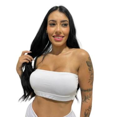 Imagem de Top faixa feminino sutiã  com bojo removível  TB moda fitness, Branco,