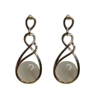 Imagem de Brinco Folheado Pedra Redonda - Selecione a Cor