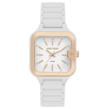 Imagem de Relógio Mormaii Feminino Ref: Mo2036js/8b Esportivo Retangular Branco