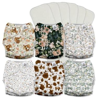 Imagem de Mama Koala 3.0 Fraldas De Pano De Bolso Para Bebês Com Forro Awj, Pacote Com 6 Com 6 Encartes De Fraldas De Pano Natural De 5 Camadas - Fraldas De Bolso Reutilizáveis E Laváveis (Conjunto Especial Aa)