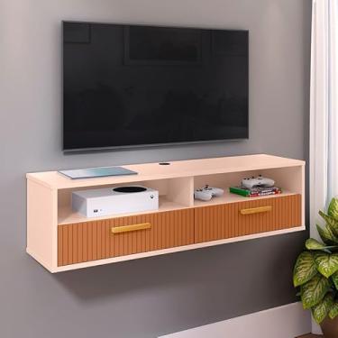 Imagem de Bancada com pés 1.20 ou 1.10-2 Portas Moderno Parede TV Até 50Pol Quarto Sala (Copa suspenso off/ripado)