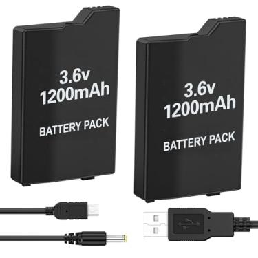 Imagem de BSSING Bateria PSP, 2 peças de baterias de substituição de íon de lítio 3,6v 1200mAh com cabo de carregamento USB para Sony PSP-3000, PSP-3001, PSP-2000, PSP-2001, PSP-3002, PSP-3004, PSP Lite,