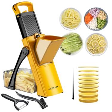 Imagem de Fatiador de alimentos seguro Mandoline para cozinha, cortador de vegetais multifuncional, cortador de legumes, tudo em 1, pode fatiar, tirar, desfiar, cortar e amarelar