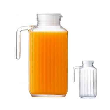 Imagem de Jarra de Vidro Elegante com Tampa, 1550ml, Design Resistente para Suco, Água e Bebidas Frias, Transparente