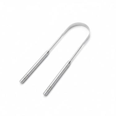 Imagem de Kit 2 Raspador de Língua em Aço Inox Higiene Bucal Removedor de Mau Hálito Limpeza Oral Profissional Durável