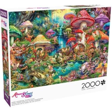 Imagem de Buffalo Games - Aimee Stewart - Merry Mushroom Village Picnic - Quebra-cabeça desafiador de 2000 peças perfeito para noites de jogos - O tamanho final é 38,5 x 26,5 cm