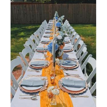 Imagem de Caminho de mesa de gaze dourada para decoração de festa de aniversário, casamento, chá de panela, 88 x 300 cm, boêmio, transparente, pano de queijo, 1 peça