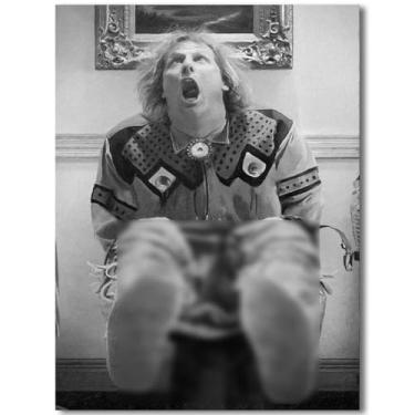 Imagem de Pôster engraçado de comédia de parede de banheiro para decoração de parede de banheiro - humor preto e branco impressões em tela de filme para pendurar no banheiro e banheiro