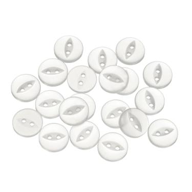 Imagem de Generic 20 botões de costura redondos brancos de 20 L, 12,5 mm, 1/5.1 cm, resina, 2 furos, olho de peixe, botão de substituição para artesanato, calças, saia, roupas, botões de fixação