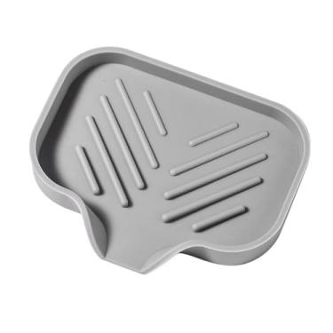 Imagem de Saboneteiras de silicone para banheiro com bico de drenagem - organizador de pia de banheiro e cozinha, suporte de esponja, bandeja de sabonete, perfeito para dispensador, esfregão, garrafa, copo na