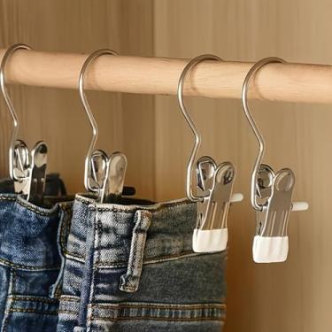 Imagem de 10 clipes de toalha | Suporte para calças | Alfinetes de lavanderia, cabides de saia com clipes (prendedor de roupa preto)