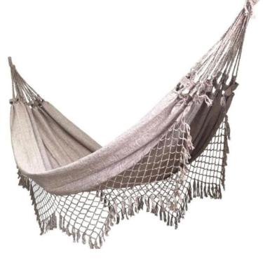 Imagem de Rede de Dormir Casal Gigante 3,50m 100% Algodão Reforçada – Rede de Descanso Preço de Fábrica para Varanda e Jardim(CARAMELO-MESCLADO-REDE)