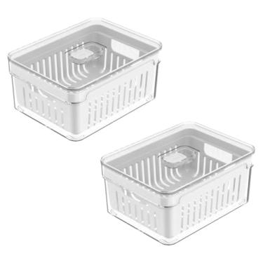 Imagem de Organizadores de Geladeira de Acrílico com Tampa Drenagem 2,2 Litros - Premium para Vegetais, Frutas e Temperos - Design Elegante e Moderno(2 ORGANIZADOR 2,2 LITROS)