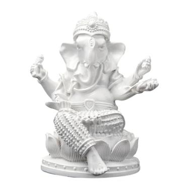 Imagem de WeiLaiKeQi Estátua do Senhor Ganesha, Estatueta de Ganesha, Ornamento Portátil e Criativo de Colecionador, Escultura de Buda para Presente, Painel do Carro ou, Branco 8.5x7x10.5cm