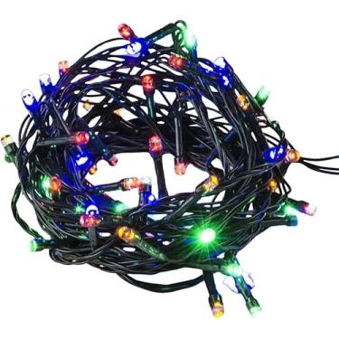 Imagem de Pisca Pisca Chibralli, Cordão Luminoso LED, 100 Lâmpadas Coloridas, 10 Metros, Fio em um elegante cabo verde-escuro