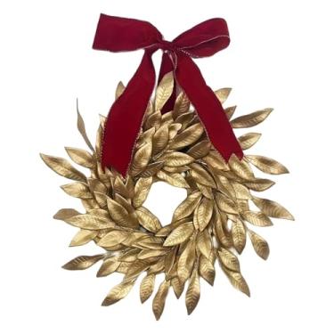 Imagem de predolo Guirlanda de Natal para Porta de Entrada, com Laço, Guirlanda Artificial Redonda para Pendurar Na Parede em Ambientes Internos E Salas de Estar