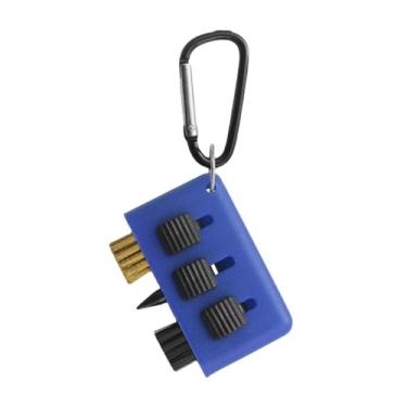 Imagem de UGPLM Acessórios para escova de limpeza de tacos de golfe, multiuso, retrátil, portátil, 3 em 1, limpador de ranhuras de tacos de golfe para estação de, Azul