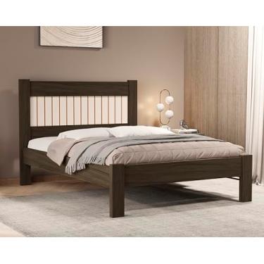 Imagem de Cama Tradicional Resistente Casal Bela Com Painel Ripado (Chocolate/OFF)