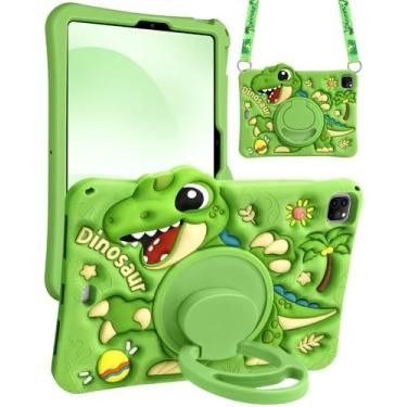 Imagem de Boaretiu Capa para iPad Air de 11 polegadas M3 2025 e M2 2024/para Air 5ª/4ª geração 2022/2020 10,9 polegadas - Linda com alça de ombro e suporte giratório para meninos meninas adolescentes silicone