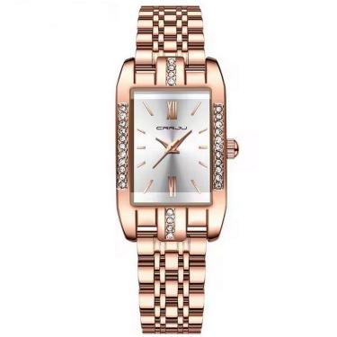 Imagem de Relógio de Quartzo Feminino Design Quadrado Bracelete de aço inoxidável Impermeavel 3atm