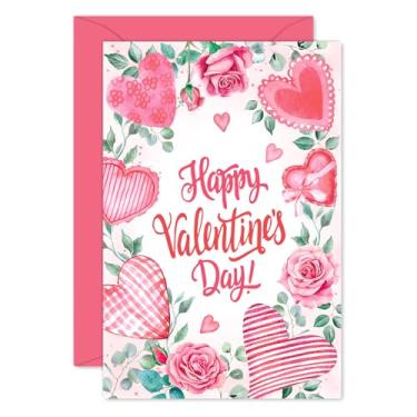 Imagem de Whaline 24 peças cartões de felicitações de dia dos namorados cartões de notas em branco com envelopes e adesivos rosa coração cartões de felicitações para convites suprimentos de festa, 10 x 15 cm