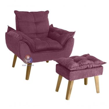 Imagem de Poltrona Opala e Puff Opala Suede Bordô